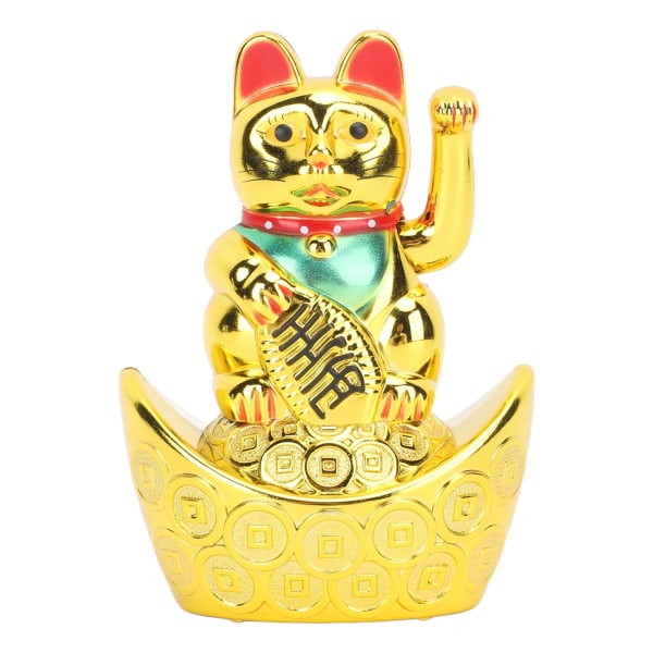 4 In Viving Lucky Fortune Cat med vinkende arm Levende uttrykk Plast Gull Lucky Fortune Cat til dekorasjon