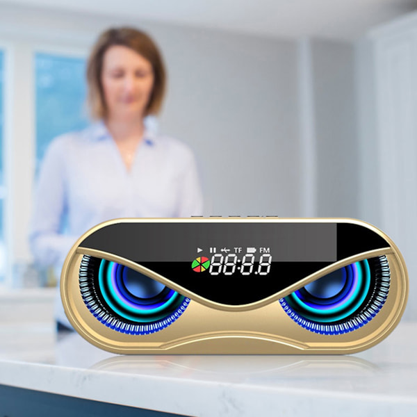 ABS Multifunktion Alarmur Bluetooth Højttaler Stemmeprompt Opkaldsfunktion Uafhængig Membran Blinkende Farverigt Lys Højttalerboks Guld