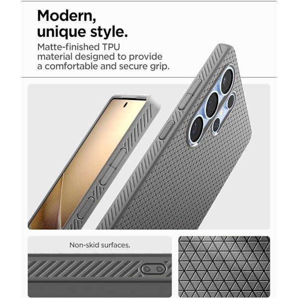 Liquid Air Skal Designat för Galaxy S25 Ultra 6.9 (2025) [Ingen Magnetring], [Militärklassat Skydd] - Matt Svart Marble Gray