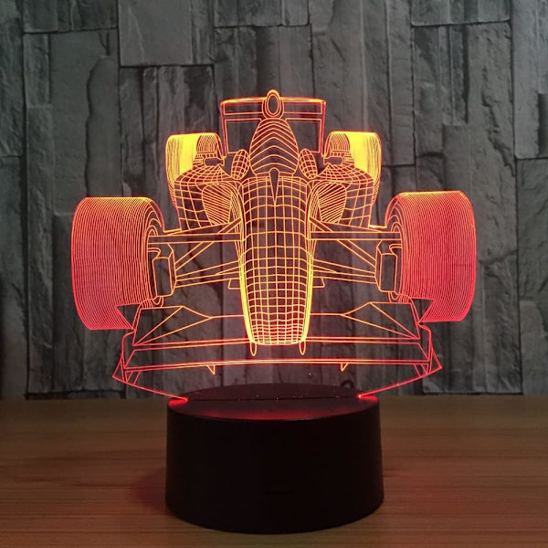Racerbil 3D Nyhed Lys Lampa Led Lampe Bordlampe Pære 3D Farverig Berørings Lava Skrivebordslampe Dæmpbar Led Natlys Børnegave