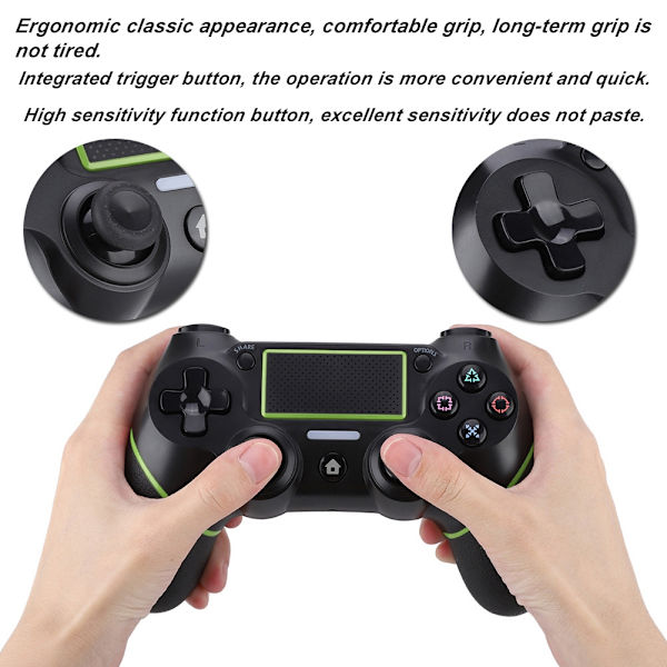 PS4-3 Trådlös Gamepad Spelkontroll Joy Con Handtag Joypad(Svart Grön)