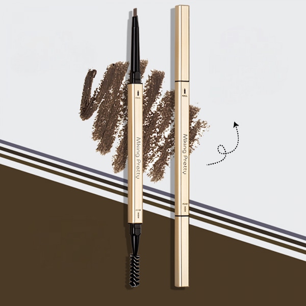 Precision Brow Pencil Ultra Fine Langtidsholdbar Dobbelt-anvendelse Øjenbrynsblyant, Grå