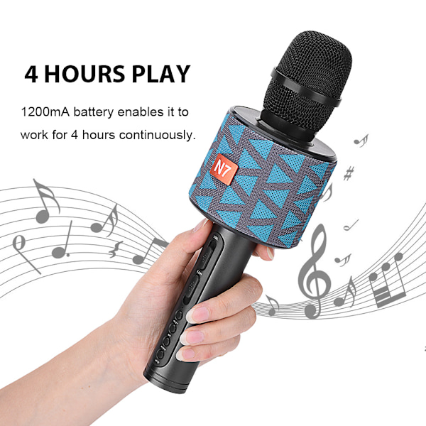 Echo Sound Effect Karaoke Bluetooth Mikrofon 4-timmars Sång Trådlös Karaoke Mikrofon -Blå