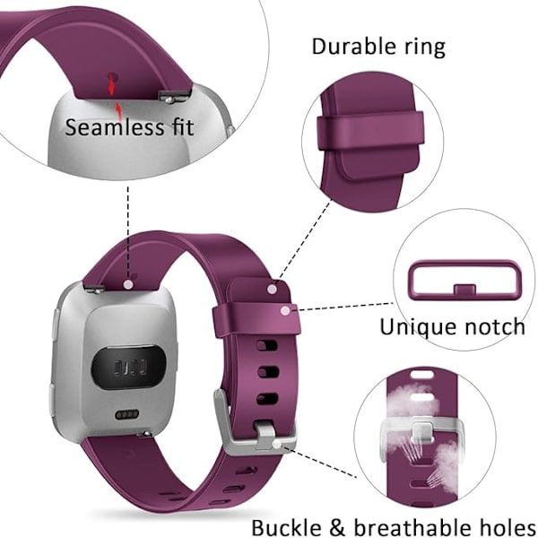 Älykäs rannekkeen hihna on yhteensopiva Fitbit versa -älykellojen, versa 2:n ja versa Lite se -kellojen kanssa naisille ja miehille（ Fuchsia-L）