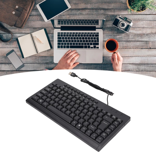 Mini tastatur hjemmekontor stationær computer bærbar 95 taster sort mini kablet USB enkelt lille tastatur engelsk