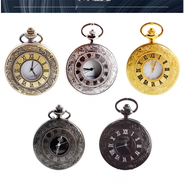 Vintage roomalaisilla numeroilla mittakaavallinen watch ketjulla, hopea