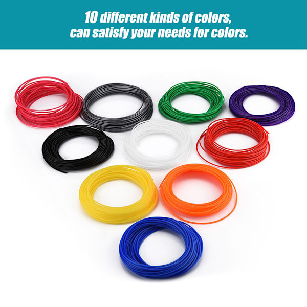 Kryogenisk 3D-printtegnings-printerpenne PLA-forsyningsfilament 10 farver 10 meter 1,75 mm
