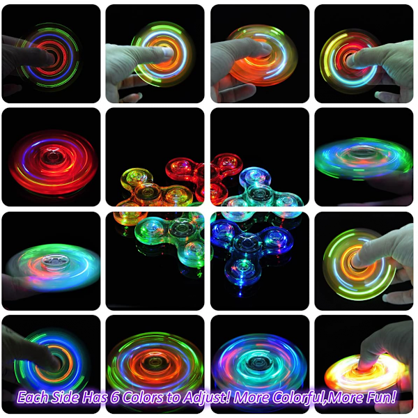 Fidget Spinner, 5-pak LED Light Up Fidget Spinner - Finger Toy Hand Fidget Spinner - Fødselsdagsgave, Belønning til Studerende, Hold Fokus, Stressaflastning (5-pak)