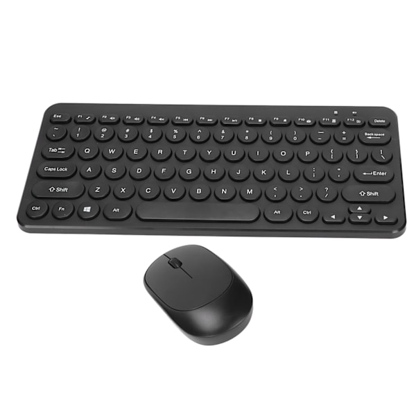 Tastatur Mus Combo 2.4G Trådløs Runde Taster Ergonomisk Design Stille Mus USB Mottaker Tastatur og Mus Svart