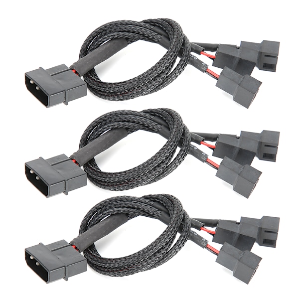 3 st förlängningskabel 1 till 3 vägs splitter hylsad 4-pin till 4-pin 3-pin 3-pin adapter