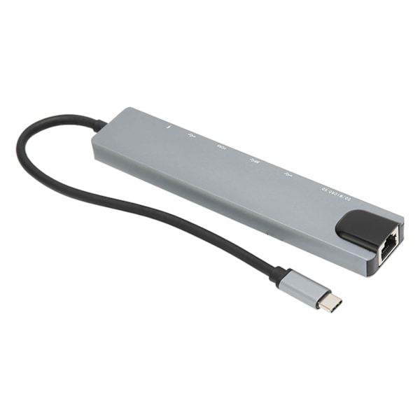 8-in-1 USB-C-keskitin, erittäin nopea tiedonsiirto, PD-lataus, USB-C-Ethernet-keskitinsovitin kotitoimistoon ja matkustamiseen