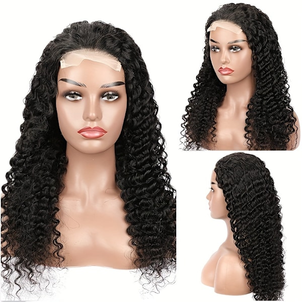 150% tæthed 4x1 Lace Front Human Hair Wig Deep Wave Lace Front Human Hair Wigs til kvinder Deep Curly Pre Plucked med Baby Hair Brazilian Virgin Hum