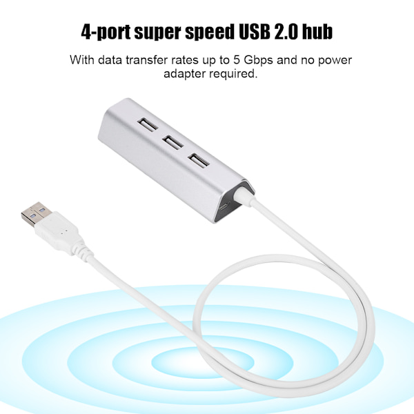 ACASIS Kannettava 4-porttinen alumiiniseos High Speed 5 Gbps USB2.0 latausasema Hub Splitter