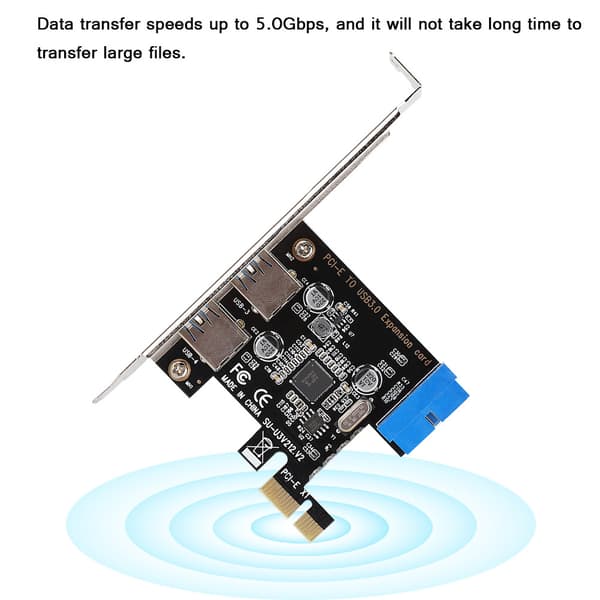 F2T2 PCI-E til USB3.0 Konverter Udvidelseskort 2 USB Port 5.0Gbps PCI-E Adapterkort