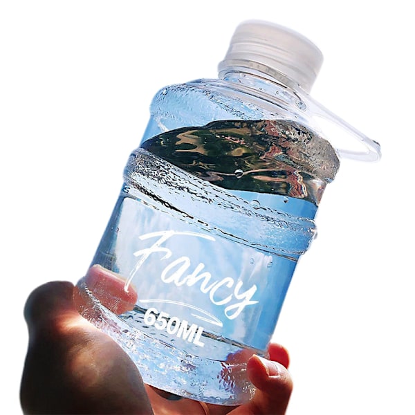 Mini Lille Ren Spand Kop Plast Vand Kop Fancy [Transparent Hvid] 650ml Enkelt Kop + Kop Børste + Lanyard