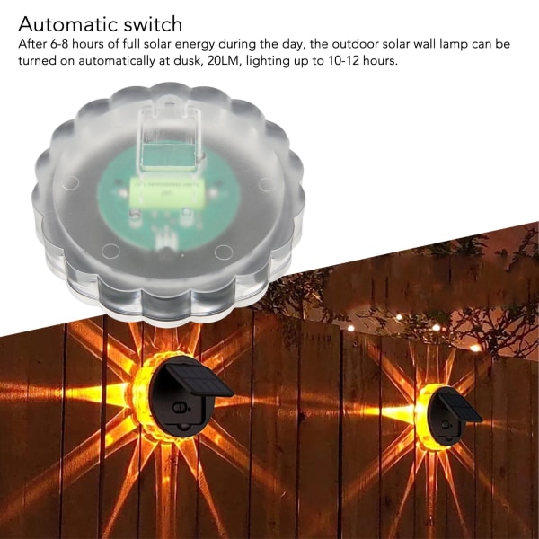 LED-aurinkoseinävalaisin 8 tilaa Lämmin valkoinen valo IP55 Vedenpitävä Terälehden muotoinen Aurinkopuutarhan koristelamppu ulkokäyttöön