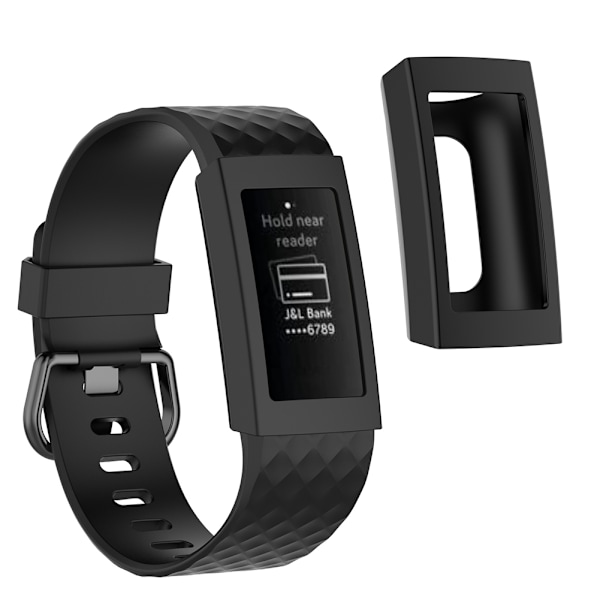 2 st Smart Armband Fodral Silikon Skyddande Skal Cover för Fitbit Charge 3 (Svart)