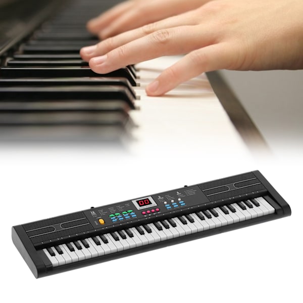 Keyboard Piano 61 Tangenter Instrument Elektrisk med USB Mikrofon for Barn Nybegynner MQ6187