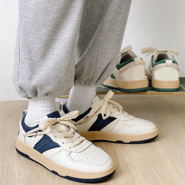 Herr Sneakers Enkla Snygga Konstgjord PU Gummi Mjuk Andningsbar Herr Casual Skor för Daglig Utomhus Beige Blå 42 Man Blue 42 Male