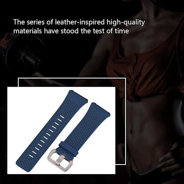 Ekte lær dobbel håndleddsrem erstatningsrem for Fitbit Ionic Watch Blå