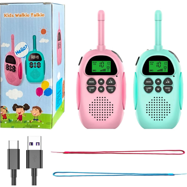 Walkie Talkies for Kids Rechargeable 1500Mah Long Range Walkie Talky for Boys Girls, with 22 Channels 2 Way Radio and LCD Screen, Toys Gift  ，2 PCS