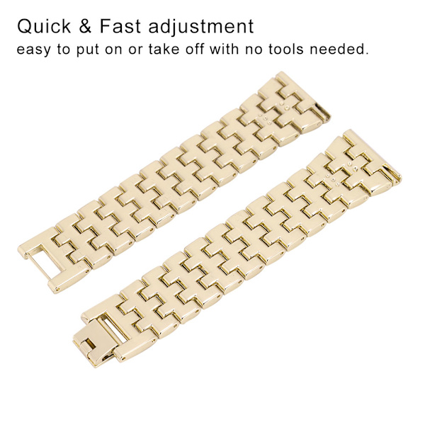 Rustfrit stål 5 rækker borekæde rem urrem til Fitbit Versa urrem guld