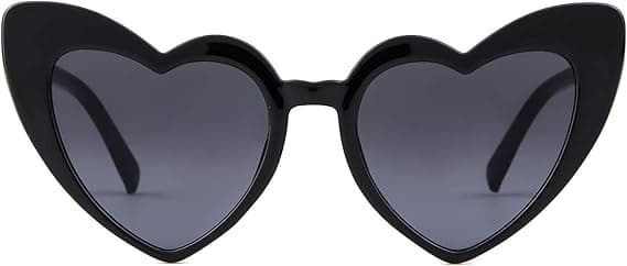 Hjerte Solbriller Vintage Retro Oversized Hjerteformede Cat Eye Solbriller Black