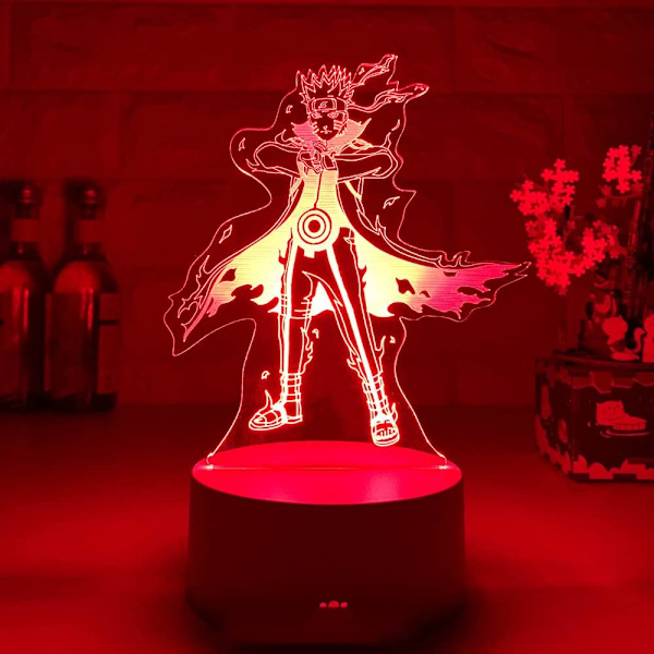 Anime Uzumaki Naruto Nattelys, Tegnefilm 3D Illusion Nattelys, LED Bordlamper, Berørings-/Fjernbetjening USB/Batteri Opladning Belysning Soveværelse Hjem Dekoration