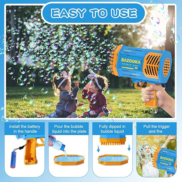 Bubble Machine Gun Leksaker för Barn, Bubble Gun med Färgglada Ljus och Tusentals Bubblor, Utomhusleksak Födelsedagsfest Favörer Presenter till Pojke blue