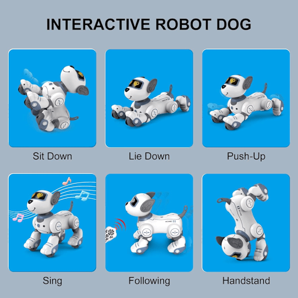 Robottilelu koiralle lapsille, ohjelmoitava robottikoira, interaktiivinen robottikoiran lahja, seuraa ja kosketa -toiminto RC-robottikoira laululla ja tanssimalla