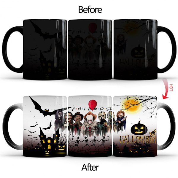Halloween Resurrection Skull Keramisk Fargeskiftende Krus Varmt Vann Temperatur Gradient Termisk Kaffe Krus