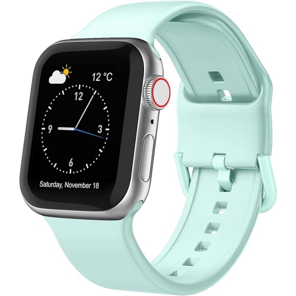 Apple Watch-rem i myk silikon Sportsarmbåndserstatningsrem, egnet for hele serien av Iwatch (Mint Green 38/40/41mm)