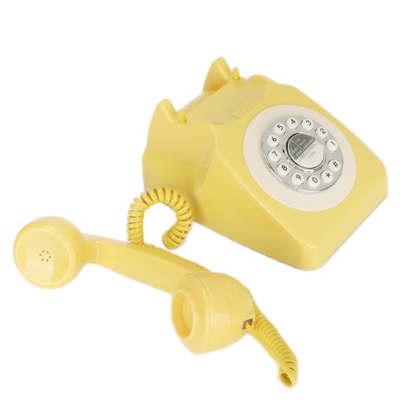 Retro sladdtelefon Hemtelefon Klassisk Vintage Gammal Trådbunden Fasttelefon för Kontor Café Bar DekorationGul