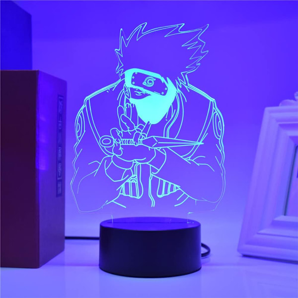 Kreativ 3D Optisk Illusion Nattlampa Kakashi Akryl LED Touch/Fjärrkontroll Färgrik
