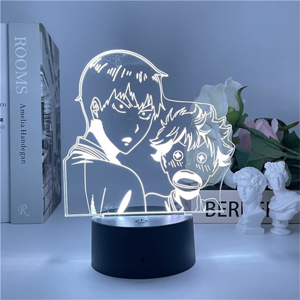 3D Nattlampa Animelampa för Barn, Akryl Hinata Shoyo Tobio Kageyama Figur 3D LED Illusionslampa RGB 16 Färgväxlande Sovrumsdekoration