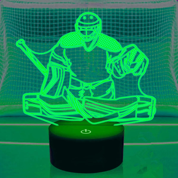 3D Ishockey Spiller Nattlys Bordsklampe Optisk Illusjon Lamper 16 Farge Skiftende Lys LED Bordlampe Jul Hjem Kjærlighet Bursdag