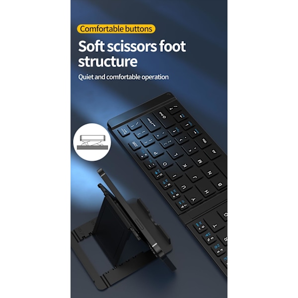 Foldbar Tastatur og Mus Combo, Bluetooth Bærbar Tastatur, Genopladelig Bærbar Rejse til iOS Android Windows Mac OS, Understøtter 3 Enheder