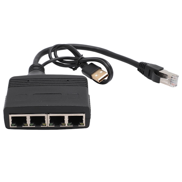 Ethernet-splitter 1 inn 4 ut RJ45-grensesnitt 1000 Mbps gullbelagt pin sikker stabil signal LAN-splitter for bryter TV PC