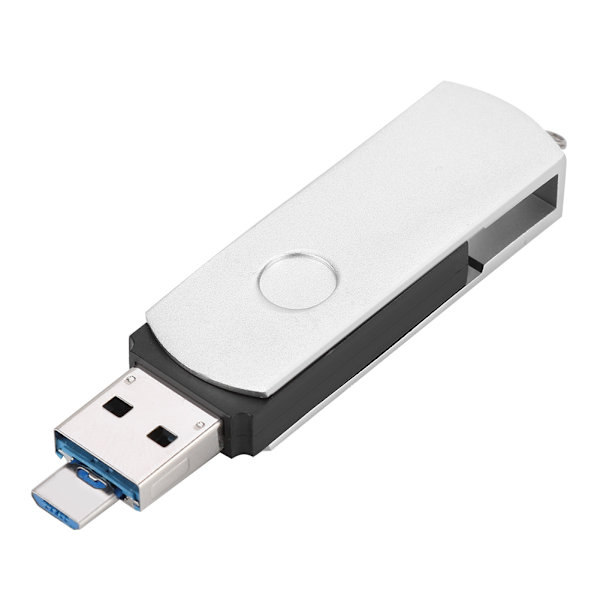 2 i 1 Metal Rotate Flash Drive USB3.0 til Android USB Drive Memory Stick U Disk 16G (Sølv)