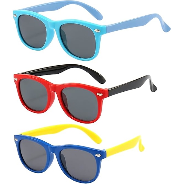 3-pack barnsolglasögon för pojkar flickor polariserade solglasögon för barn Red+blue+light Blue