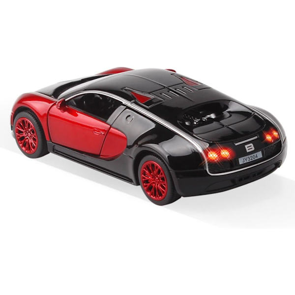 SAYTAY Modellbiler, 1:32 Bugatti Veyron Legering Støpt Biler med Lys og Lyd (Rød) ST-001