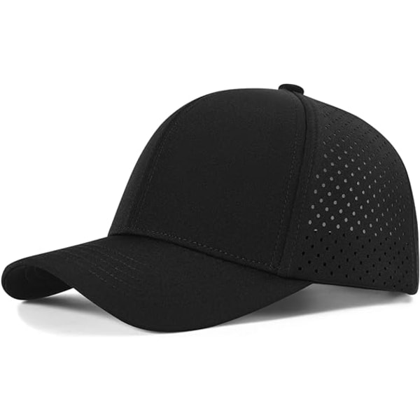 Miesten nopeasti kuivuva baseball-lippis, laserleikattu verkkolippis, kaareva lieri, snapback-hattu Black