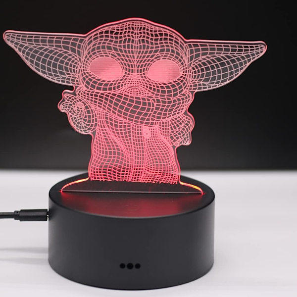 Baby Yoda Legetøj 3D Lampe Star Wars Gave LED Natlys 7 Farver Skiftende Soveværelse Illusion Lys Hjem Dekoration Anime Grogu Legetøj til Børn Piger Drenge