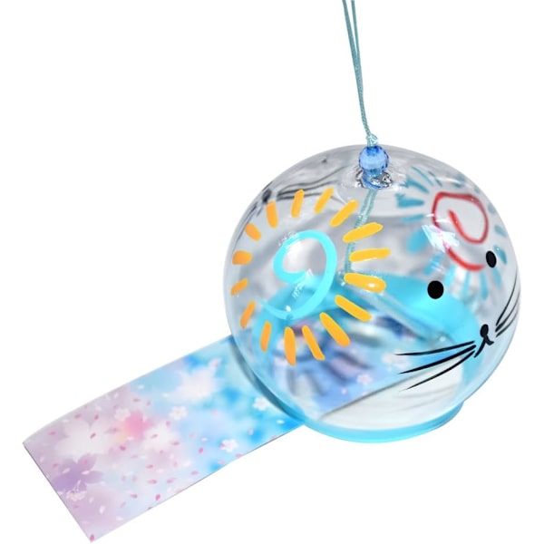 Käsintehty japanilainen tuulikello lasista Furin (Hauska kissa)