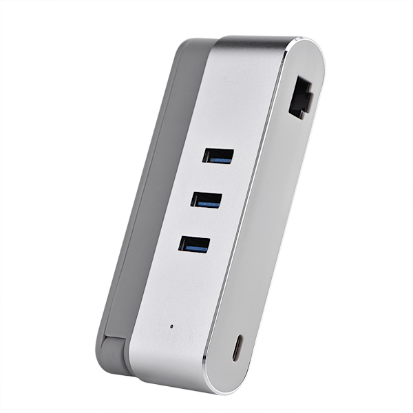 Type-C-liitäntä 3-porttinen USB-keskitin verkkokorttisovittimella ja Type-C-latausportilla