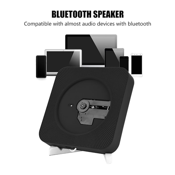 Ny väggmonterad Bluetooth CD-spelare högtalare med fjärrkontroll (svart)