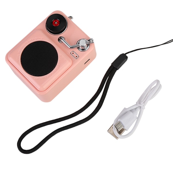 Mini Bärbar Retro Trådlös Bluetooth 5.0 Stereo Högtalare för Kök/Resor/Fiske (Rosa)