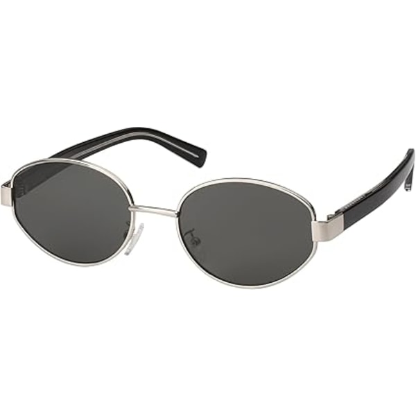 Retro soikeat aurinkolasit naisille ja miehille, design-aurinkolasit, klassiset sävyt, UV400-suoja Silver/Grey