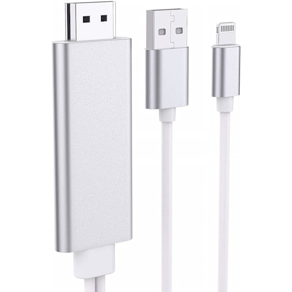 Apple Lightning til HDMI-kabel for iPhone til TV, kompatibel med iPhone iPad til HDMI-kabelledning, 6FT 1080P digital AV-adapter HDTV-kabel