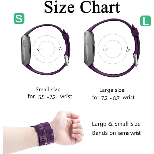 Älykäs rannekkeen hihna on yhteensopiva Fitbit versa -älykellojen, versa 2:n ja versa Lite se -kellojen kanssa naisille ja miehille（Purple-S）